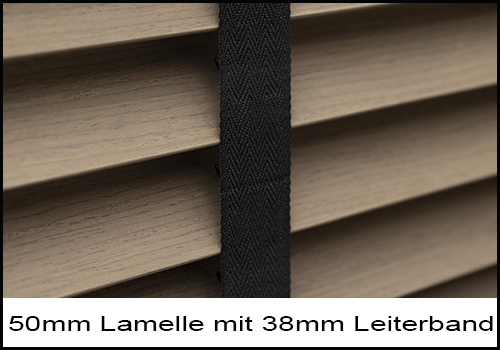 Holzjalousie "Bamboo painted" 50 mm  mit 38mm Leiterband