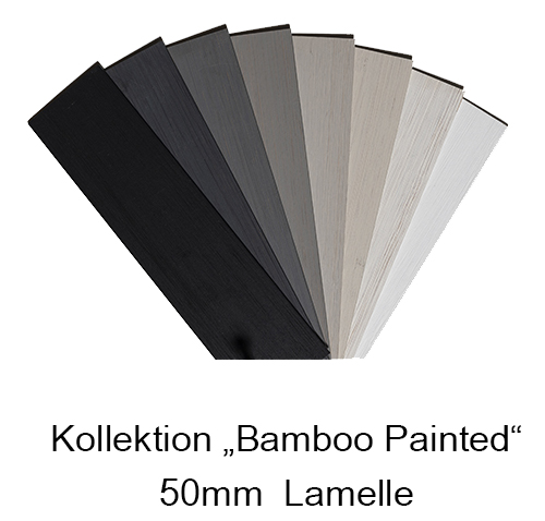 Holzjalousie "Bamboo painted" 50 mm mit 3mm Leiterkordel
