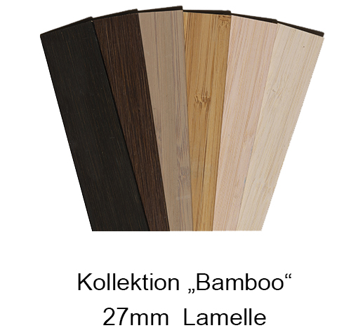 Holzjalousie "Bamboo" 27 mm mit 12mm Leiterband